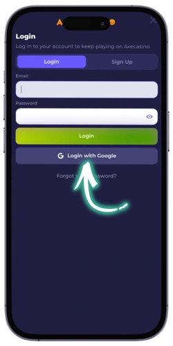 login screen on desktop browser