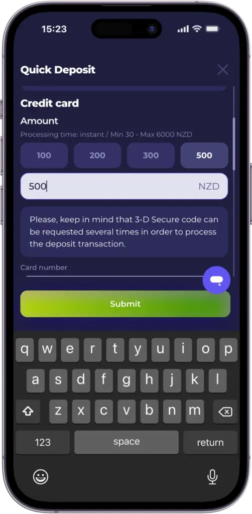 Enter the NZD amount