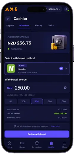 Enter the Withdrawal Amount Neteller